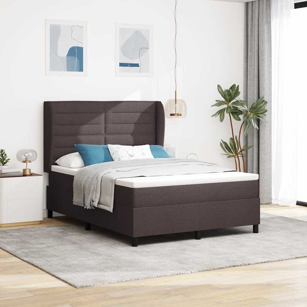 Boxspring bed met matras Donkerbruin 140 x 190 cm Stof