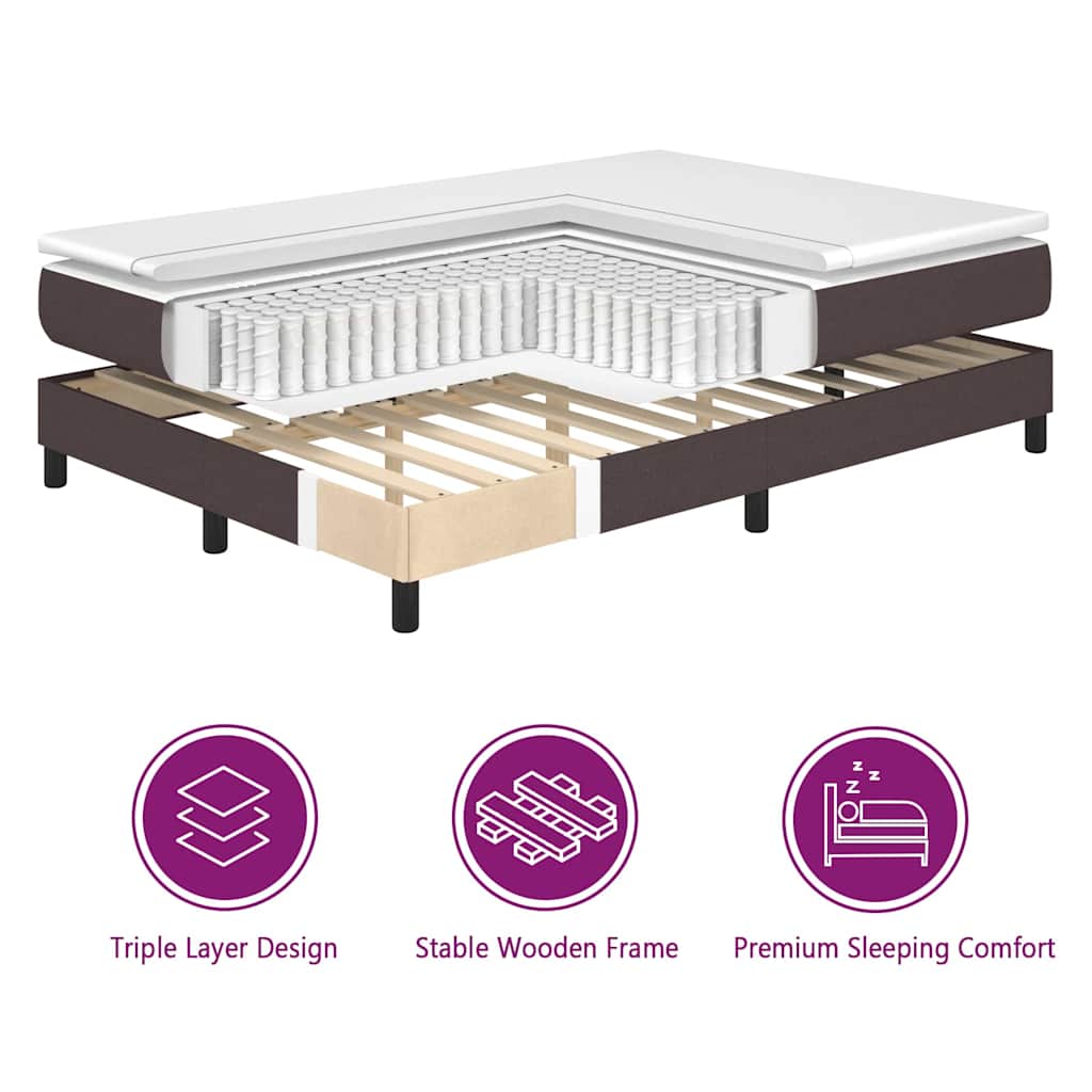 Boxspring bed met matras Donkerbruin 140 x 190 cm Stof