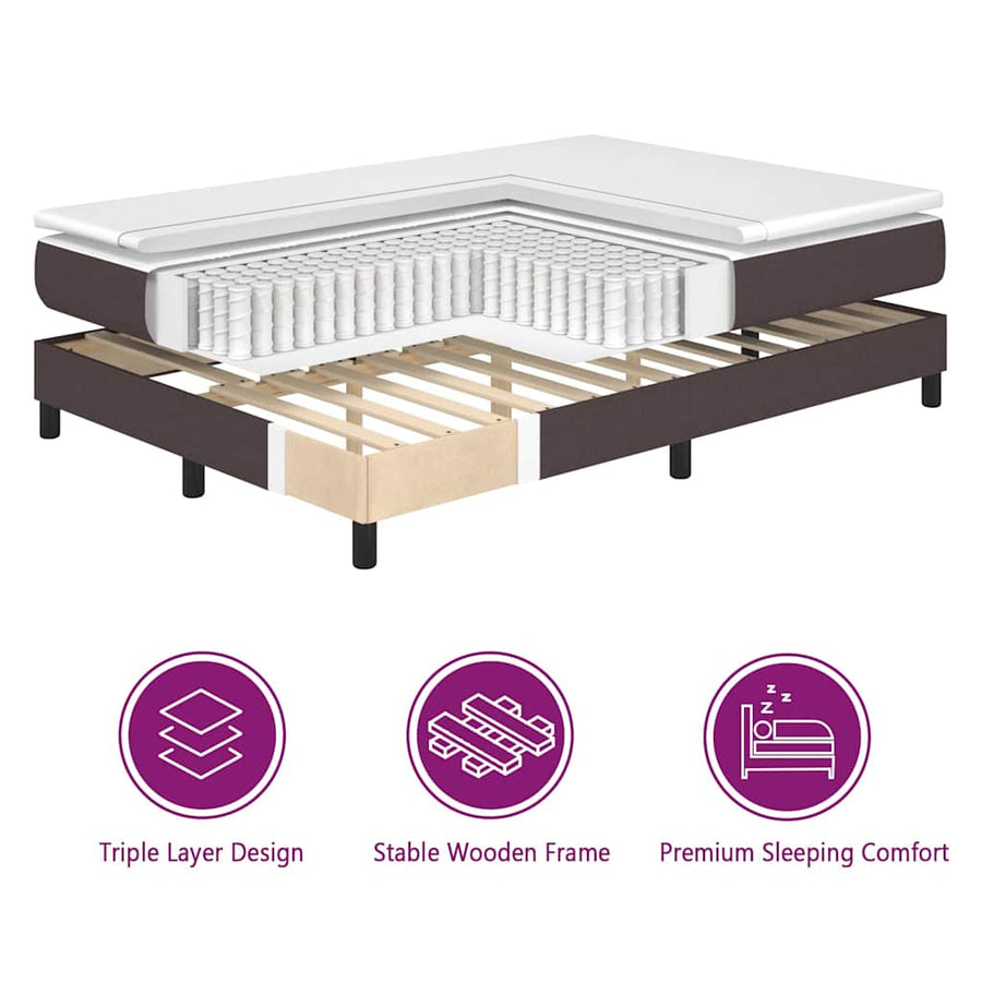 Boxspring bed met matras Donkerbruin 140 x 190 cm Stof