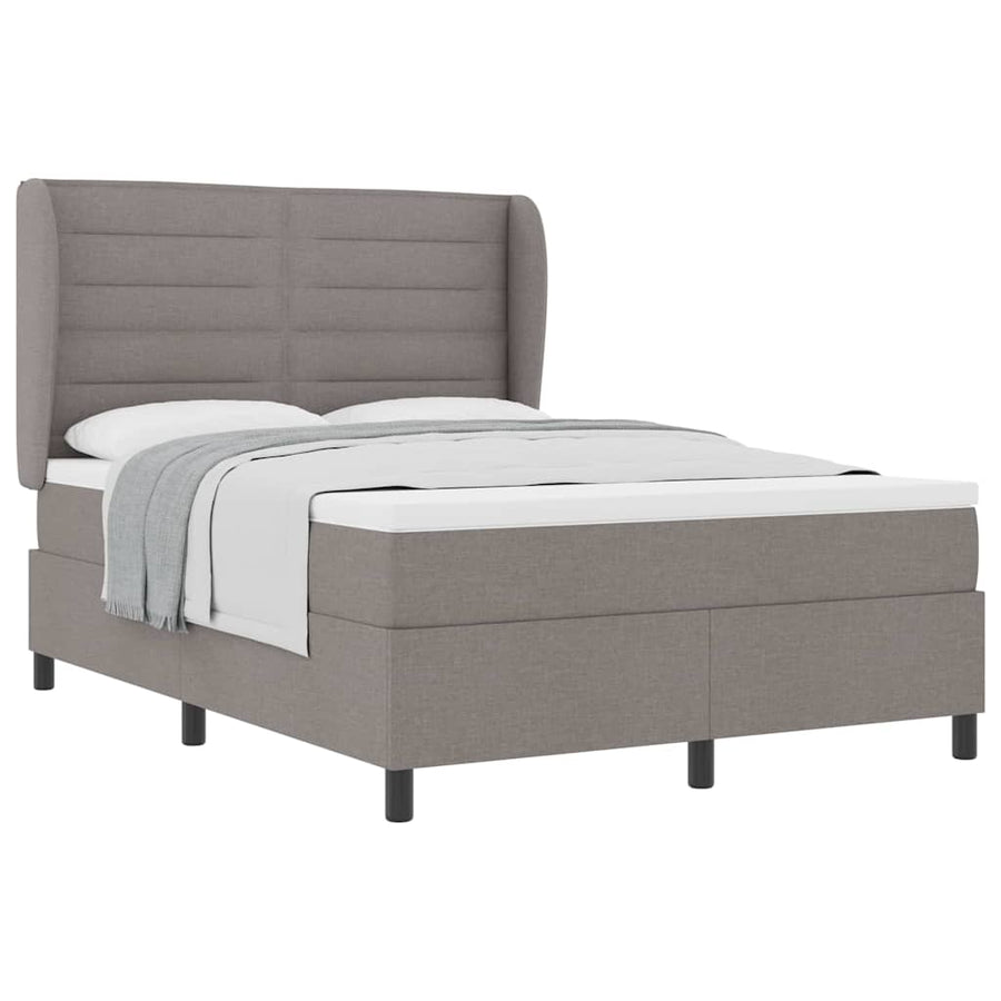Boxspring bed met matras met hoofdeinde Taupe 140 x 190 cm Stof