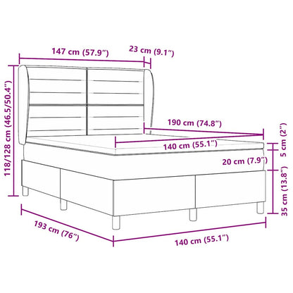 Boxspring bed met matras met hoofdeinde Taupe 140 x 190 cm Stof