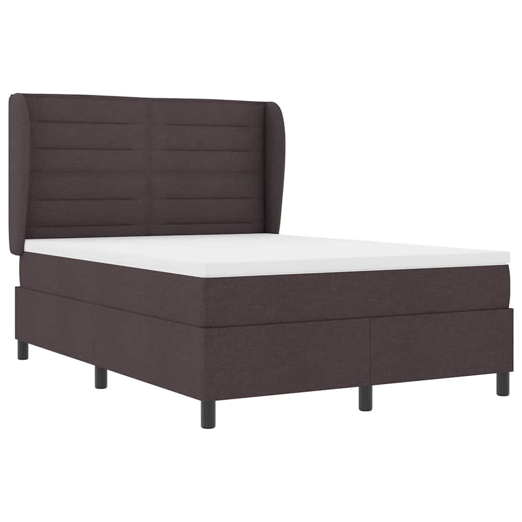 Boxspring bed met matras Donkerbruin 140 x 200 cm Stof