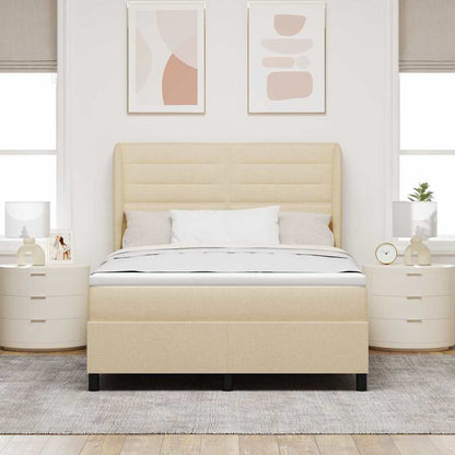 Boxspring bed met matras met hoofdeinde Crème 160 x 200 cm Stof