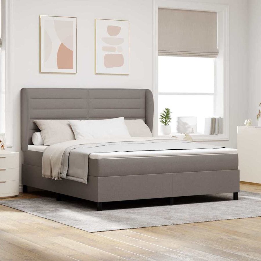 Boxspring bed met matras met hoofdeinde Taupe 180 x 200 cm Stof