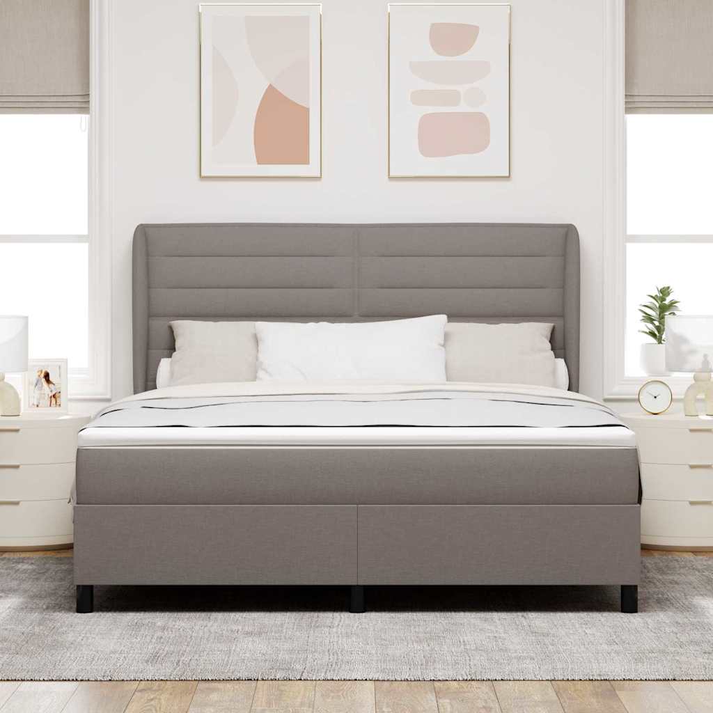 Boxspring bed met matras met hoofdeinde Taupe 180 x 200 cm Stof