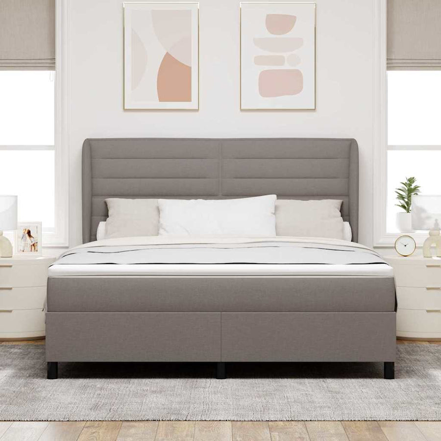 Boxspring bed met matras met hoofdeinde Taupe 180 x 200 cm Stof