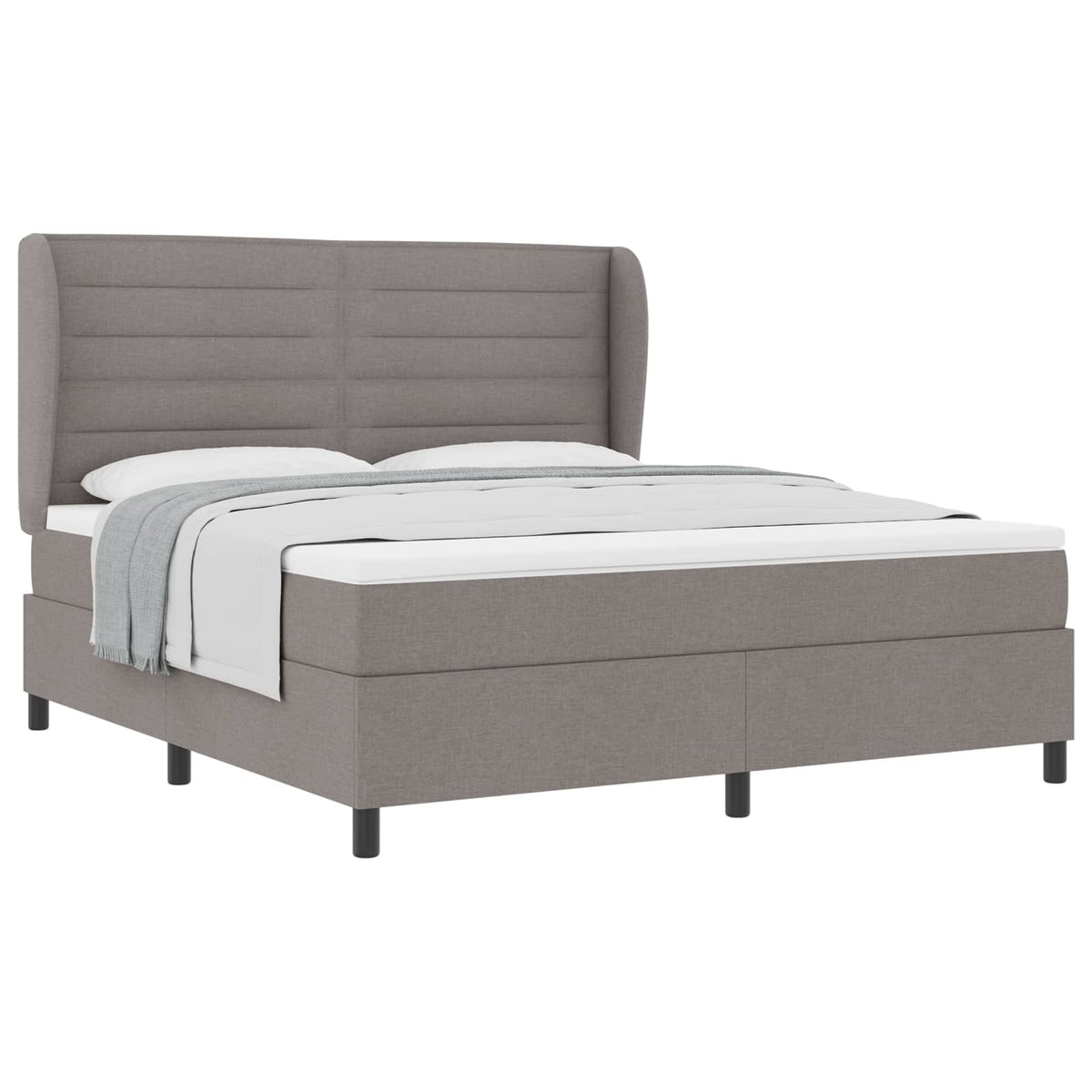 Boxspring bed met matras met hoofdeinde Taupe 180 x 200 cm Stof