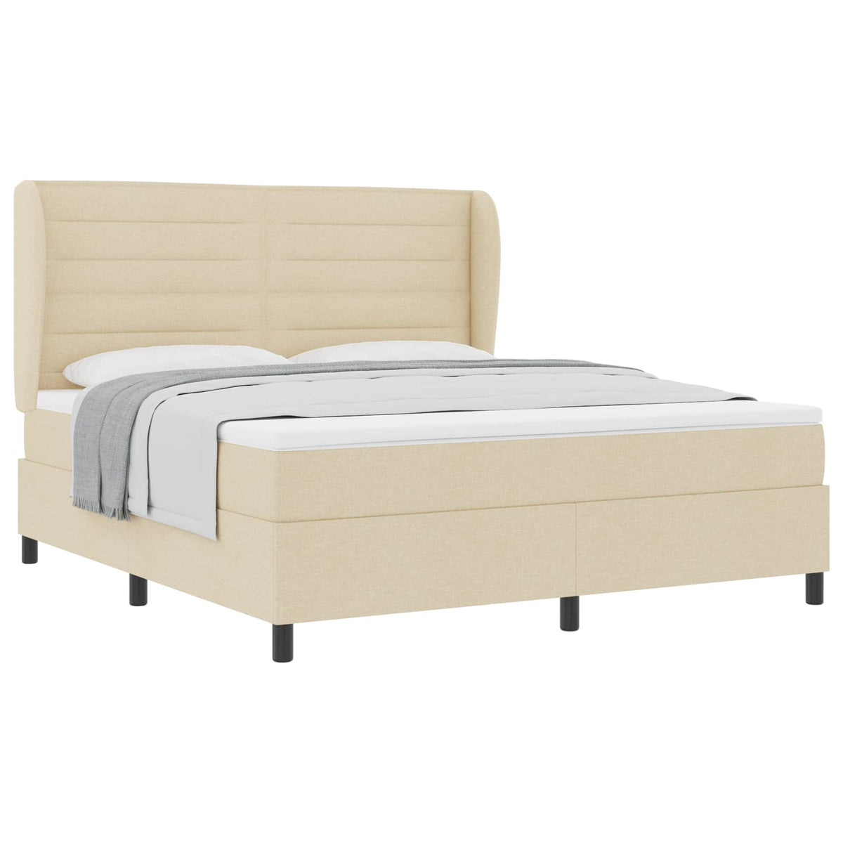 Boxspring bed met matras met hoofdeinde Crème 180 x 200 cm Stof
