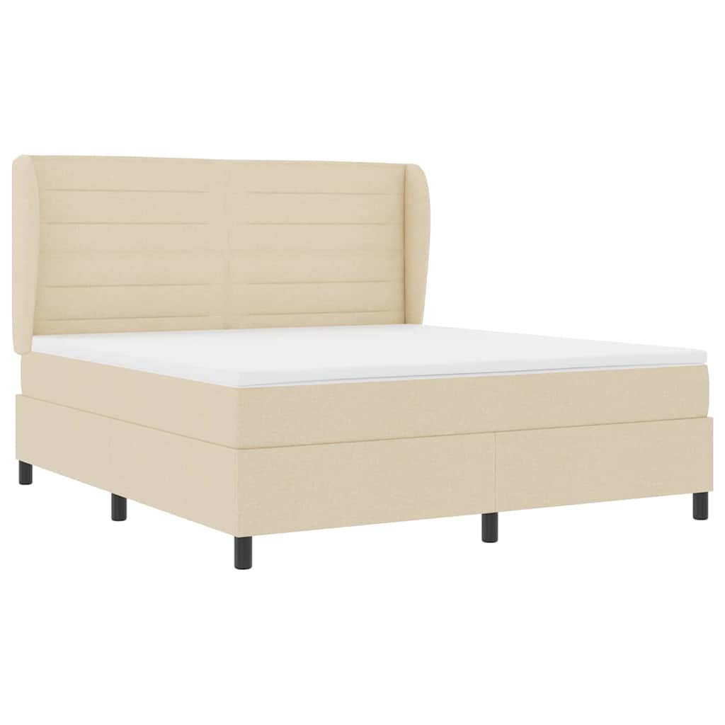 Boxspring bed met matras met hoofdeinde Crème 180 x 200 cm Stof