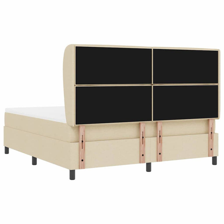Boxspring bed met matras met hoofdeinde Crème 180 x 200 cm Stof