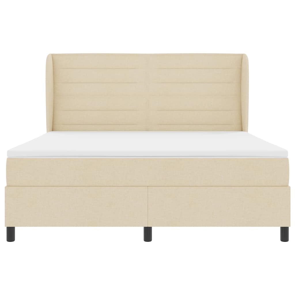 Boxspring bed met matras met hoofdeinde Crème 180 x 200 cm Stof