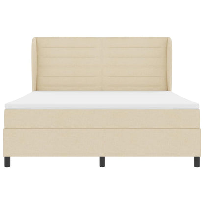 Boxspring bed met matras met hoofdeinde Crème 180 x 200 cm Stof