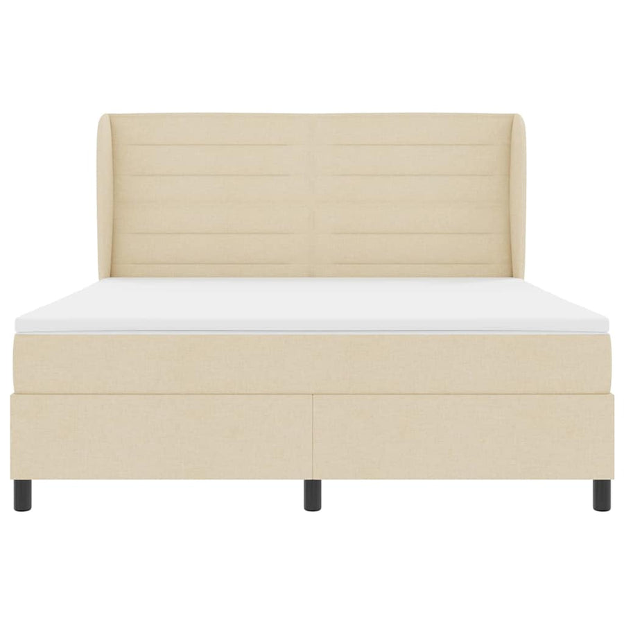 Boxspring bed met matras met hoofdeinde Crème 180 x 200 cm Stof