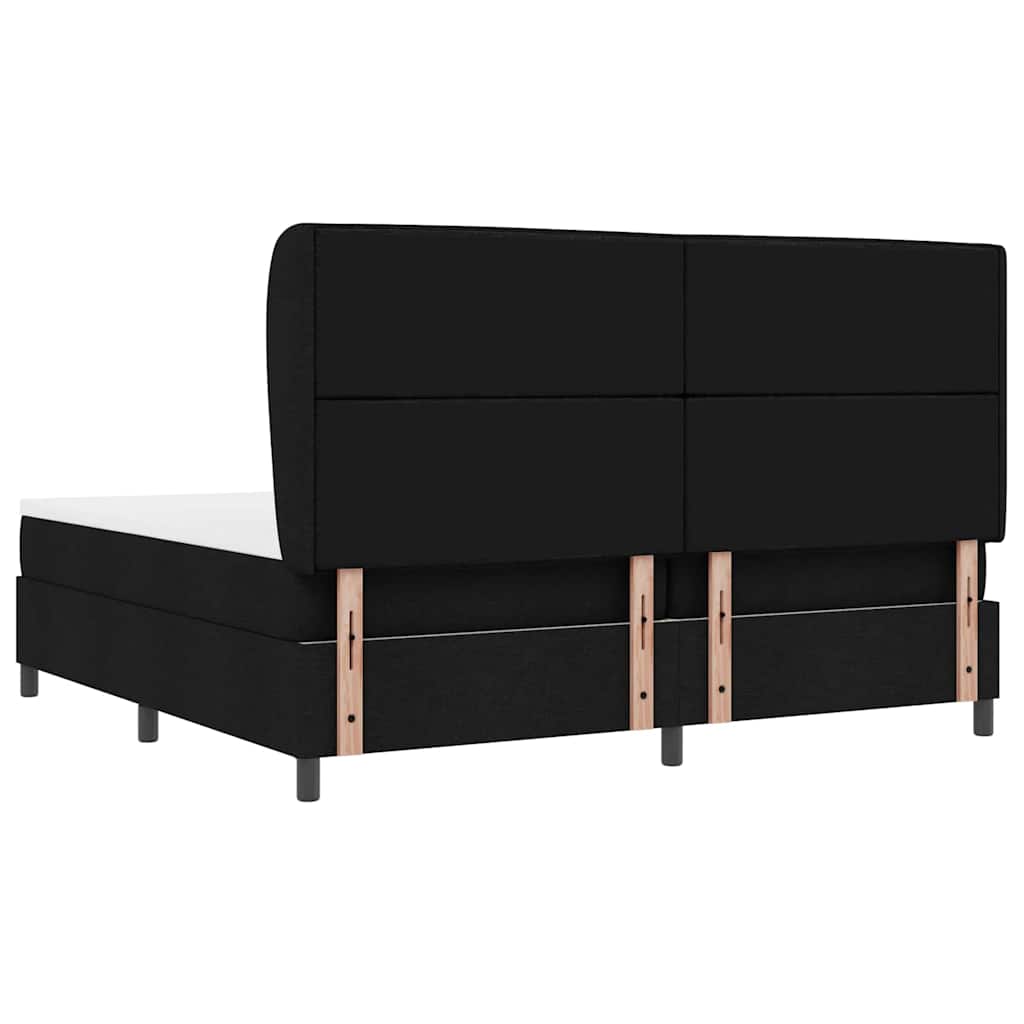 Boxspring bed met matras met hoofdeinde Zwart 200 x 200 cm Stof