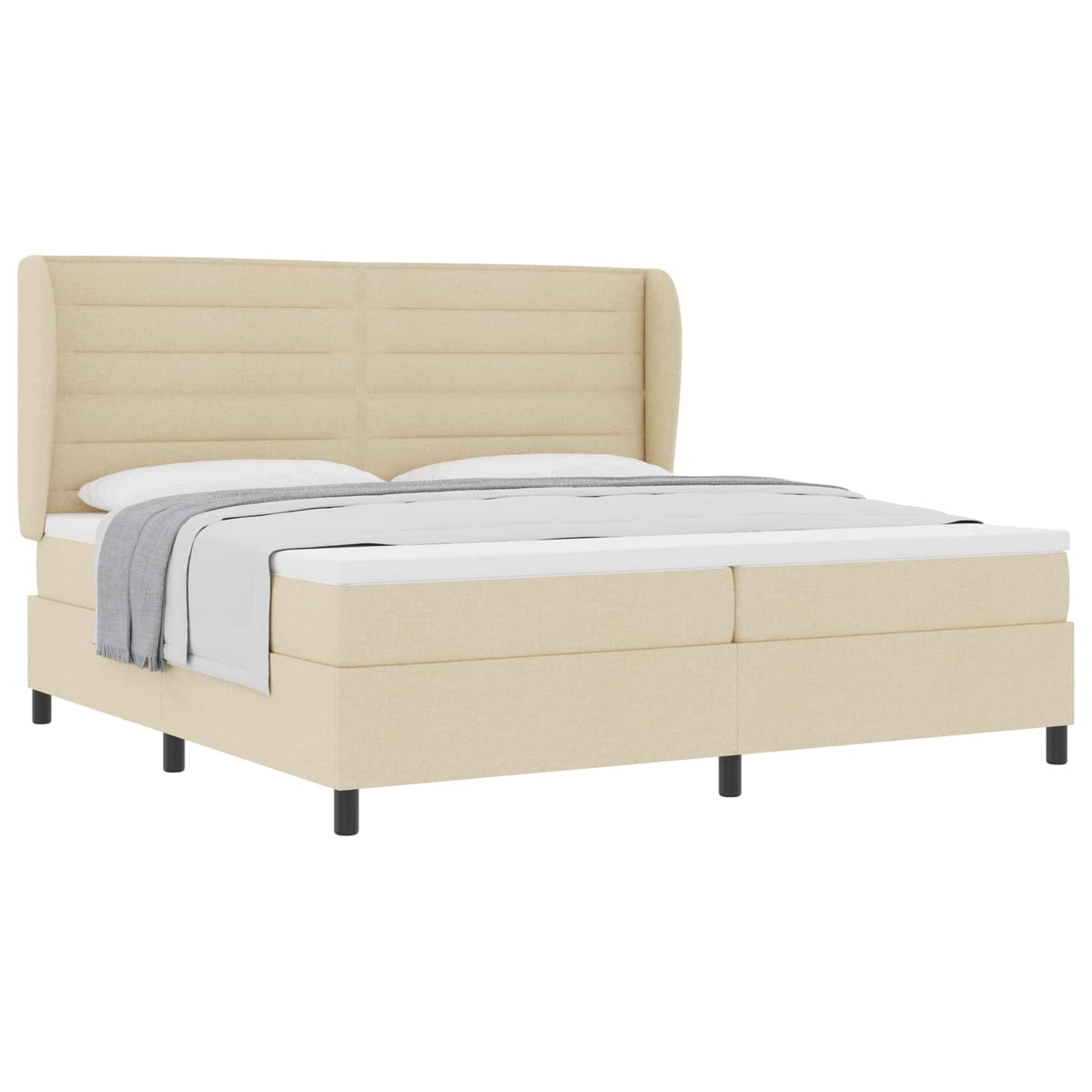Boxspring bed met matras met hoofdeinde Crème 200 x 200 cm Stof