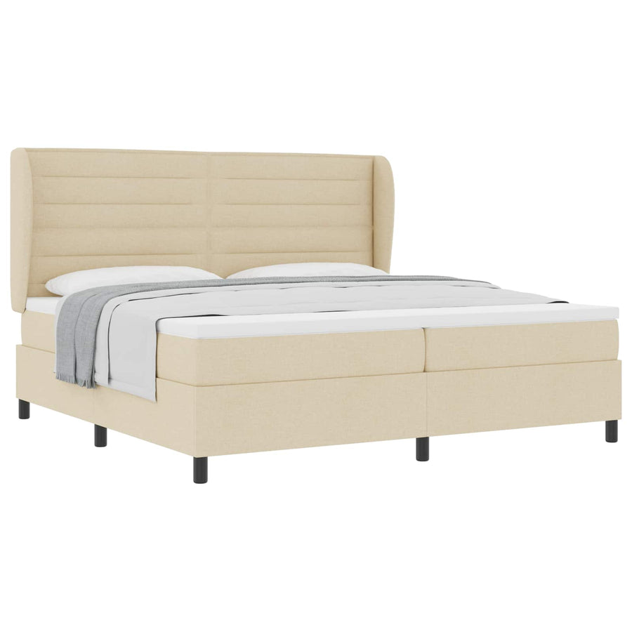 Boxspring bed met matras met hoofdeinde Crème 200 x 200 cm Stof