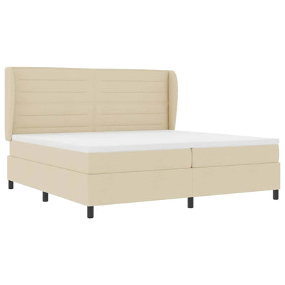 Boxspring bed met matras met hoofdeinde Crème 200 x 200 cm Stof