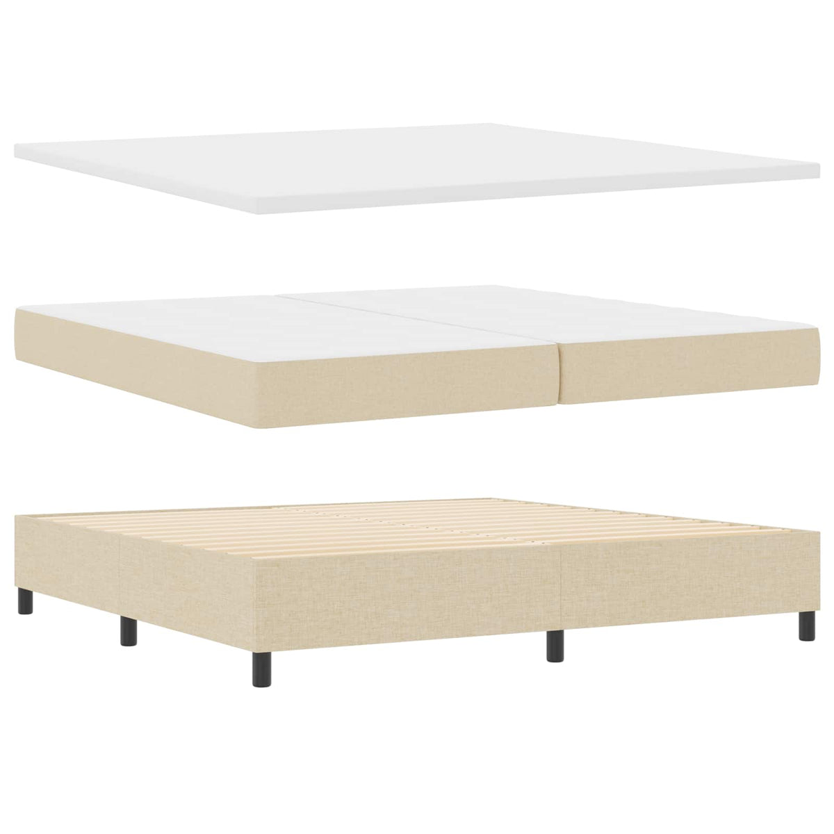 Boxspring bed met matras met hoofdeinde Crème 200 x 200 cm Stof