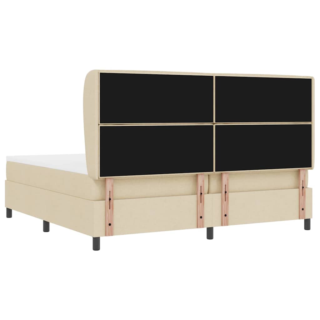 Boxspring bed met matras met hoofdeinde Crème 200 x 200 cm Stof