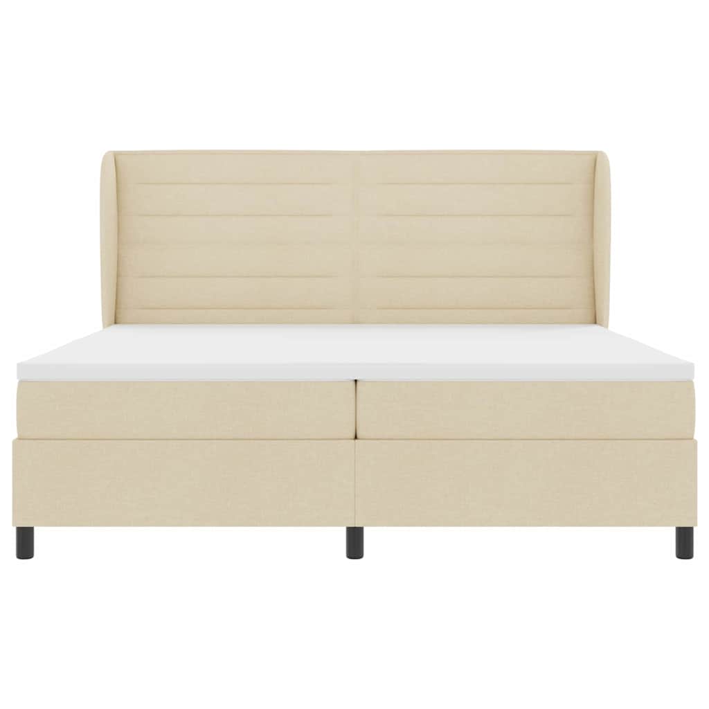 Boxspring bed met matras met hoofdeinde Crème 200 x 200 cm Stof