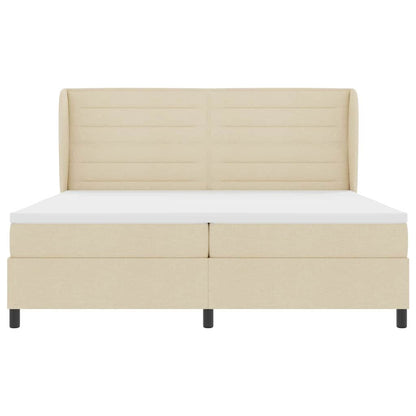 Boxspring bed met matras met hoofdeinde Crème 200 x 200 cm Stof