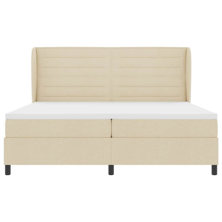 Boxspring bed met matras met hoofdeinde Crème 200 x 200 cm Stof