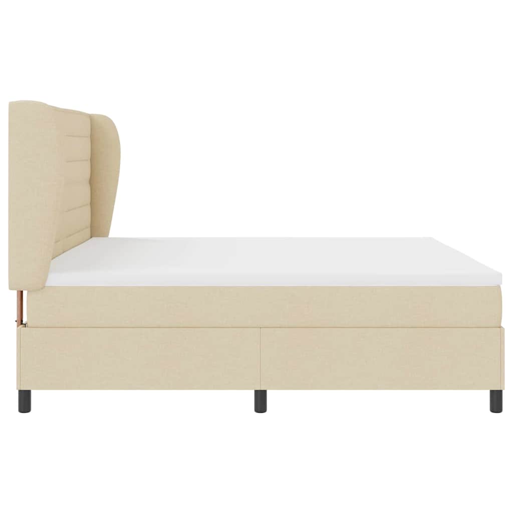 Boxspring bed met matras met hoofdeinde Crème 200 x 200 cm Stof