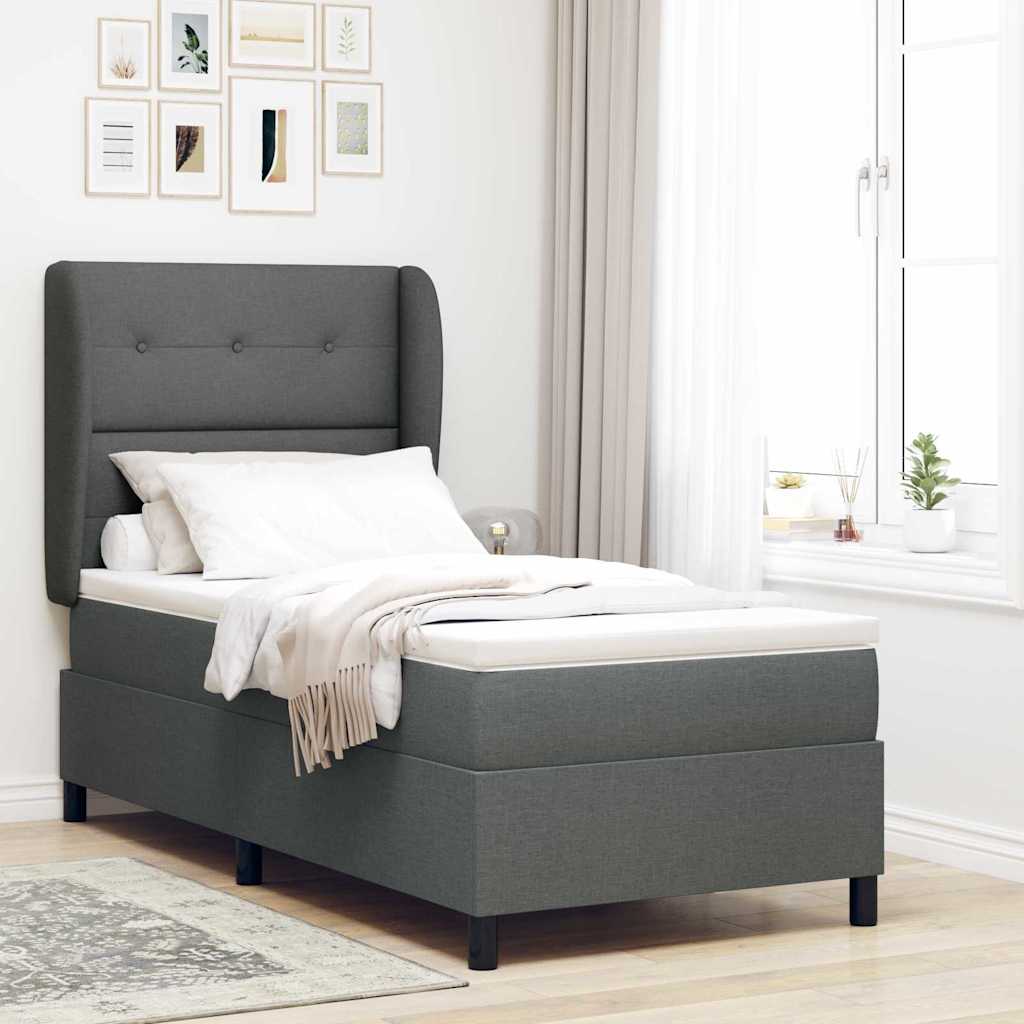 Boxspring bed met hoofdeinde Donkergrijs 90 x 190 cm Stof
