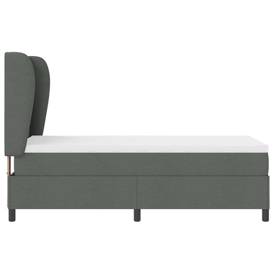 Boxspring bed met hoofdeinde Donkergrijs 90 x 190 cm Stof