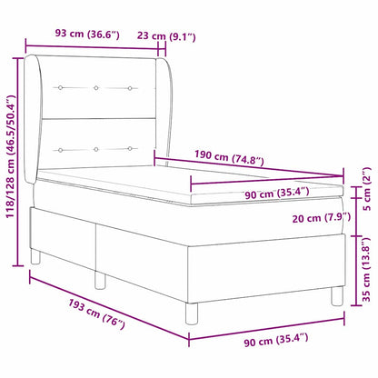 Boxspring bed met hoofdeinde Donkergrijs 90 x 190 cm Stof