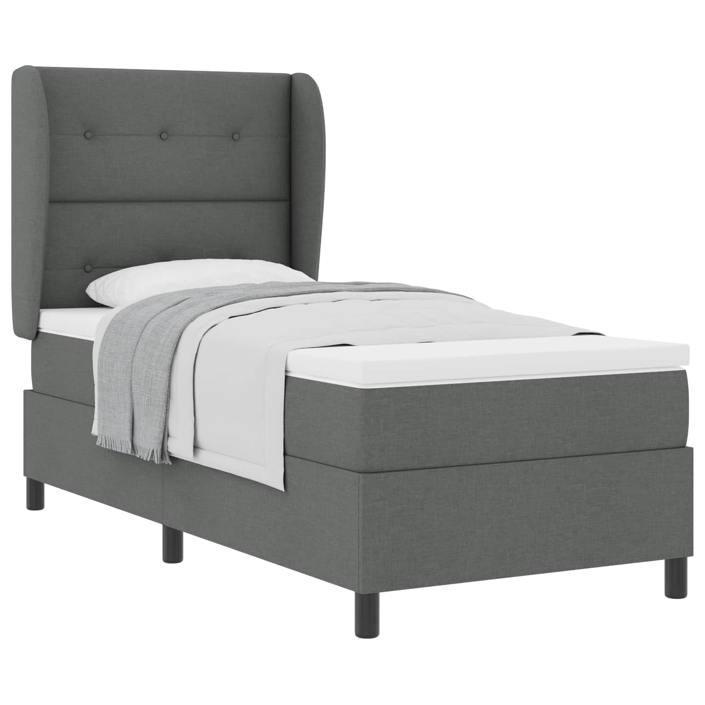 Boxspring bed met hoofdeinde Donkergrijs 90 x 200 cm Stof