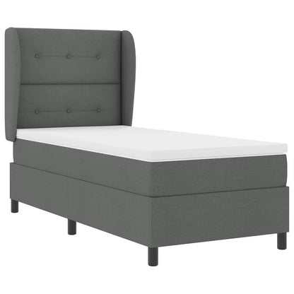 Boxspring bed met hoofdeinde Donkergrijs 90 x 200 cm Stof