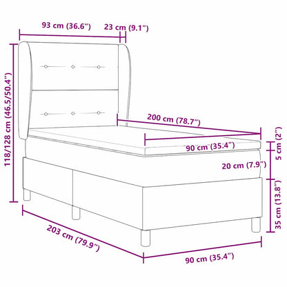 Boxspring bed met hoofdeinde Donkergrijs 90 x 200 cm Stof
