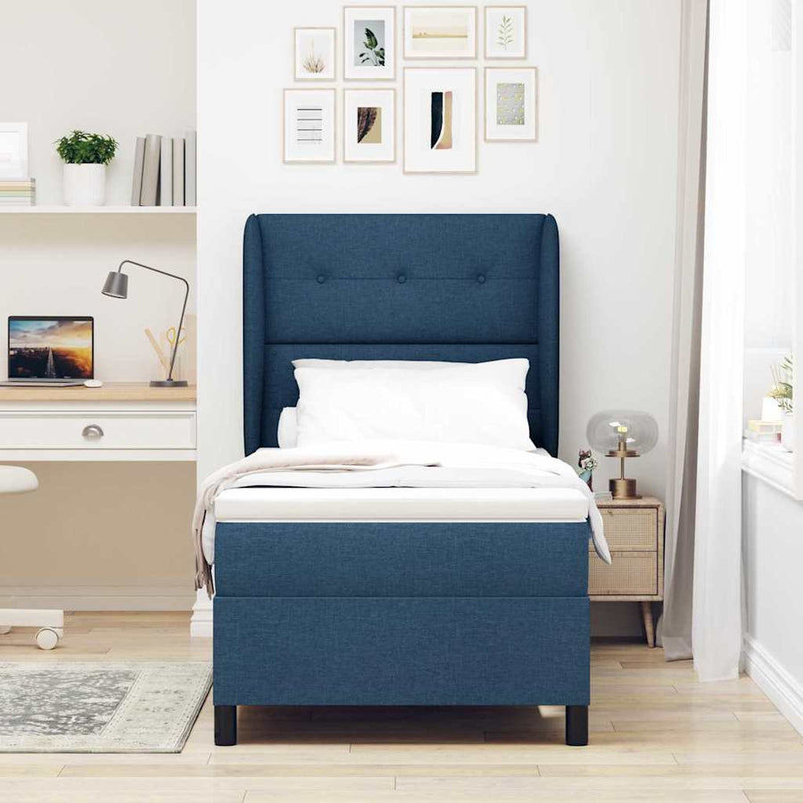 Boxspring bed met hoofdeinde Blauw 90 x 200 cm Stof