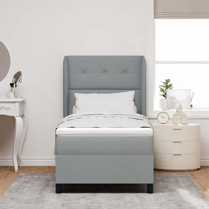 Boxspring bed met hoofdeinde Lichtgrijs 100 x 200 cm Stof