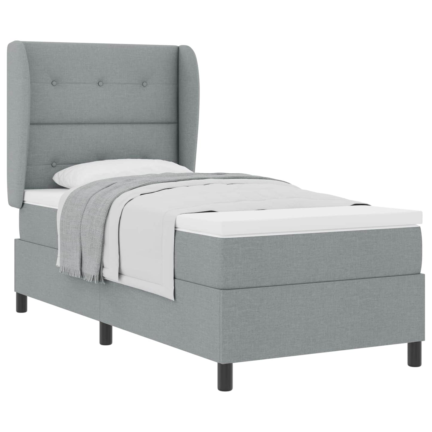Boxspring bed met hoofdeinde Lichtgrijs 100 x 200 cm Stof