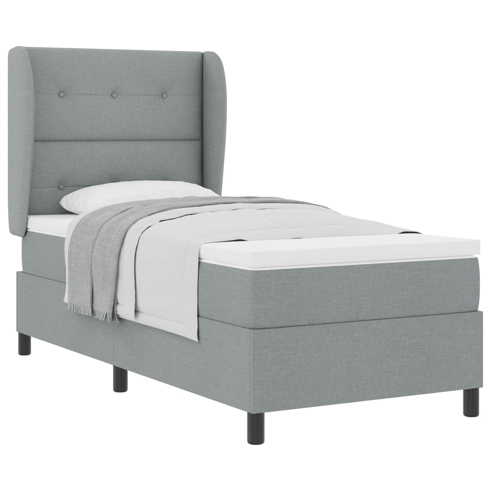 Boxspring bed met hoofdeinde Lichtgrijs 100 x 200 cm Stof