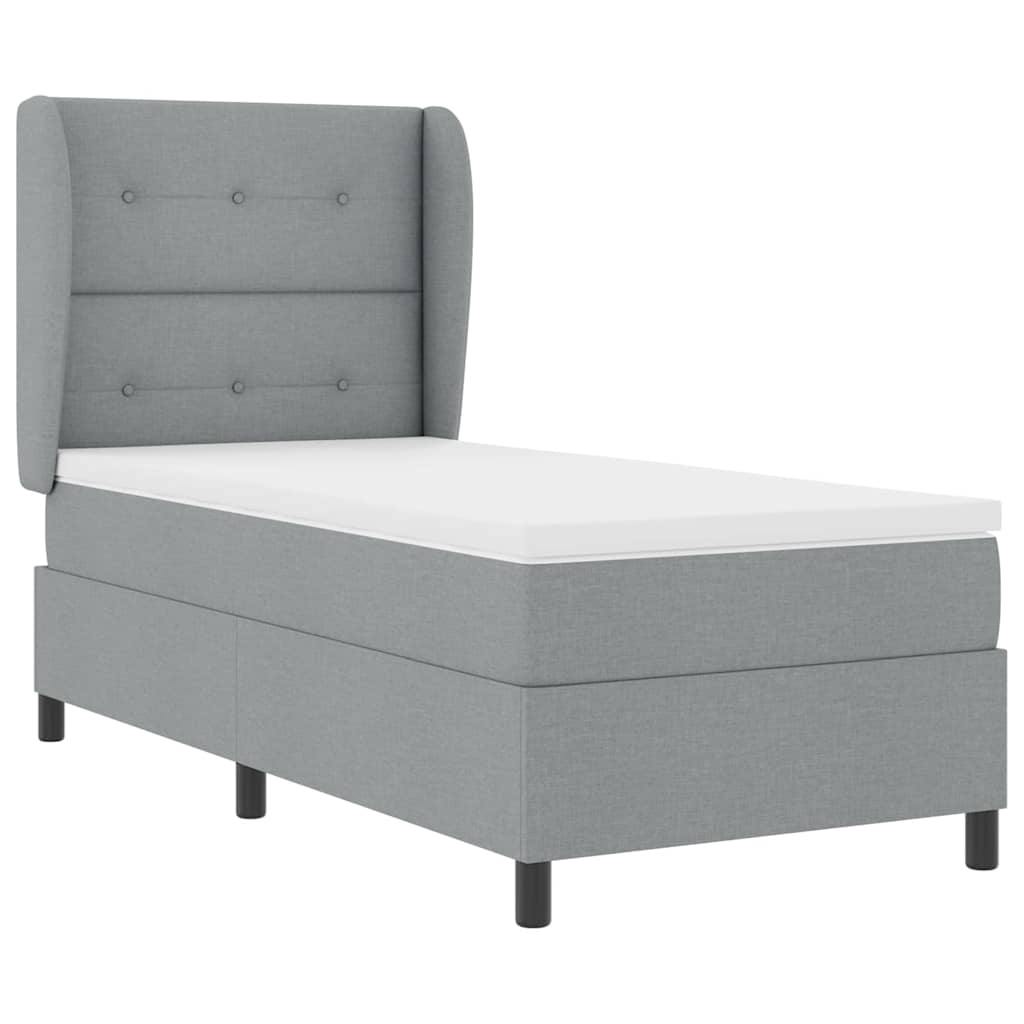 Boxspring bed met hoofdeinde Lichtgrijs 100 x 200 cm Stof