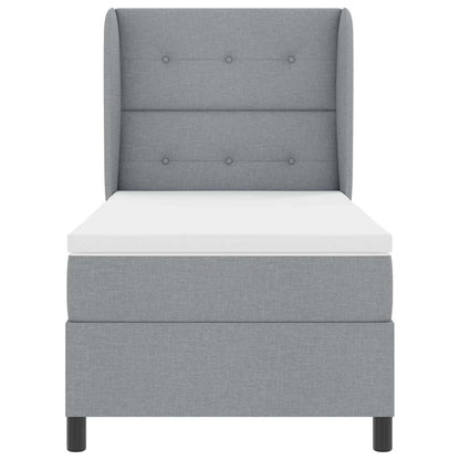 Boxspring bed met hoofdeinde Lichtgrijs 100 x 200 cm Stof