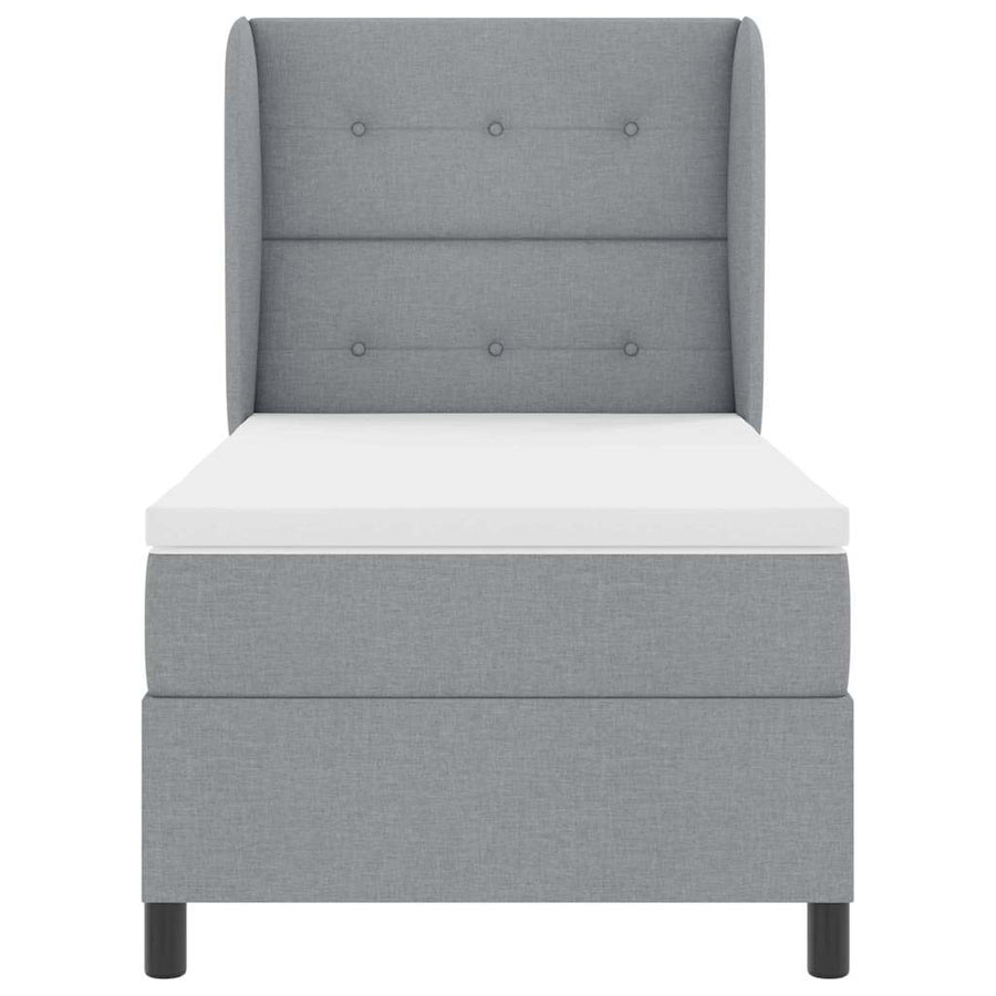 Boxspring bed met hoofdeinde Lichtgrijs 100 x 200 cm Stof