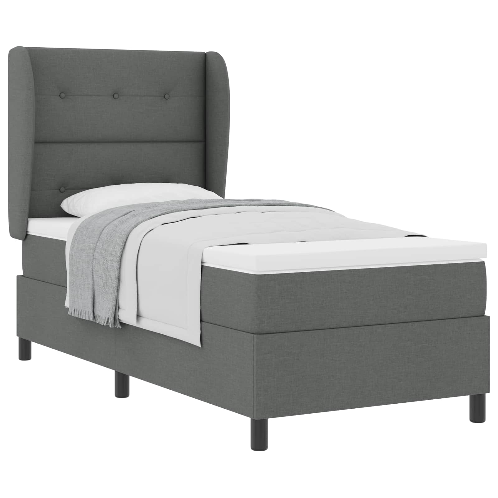 Boxspring bed met hoofdeinde Donkergrijs 100 x 200 cm Stof