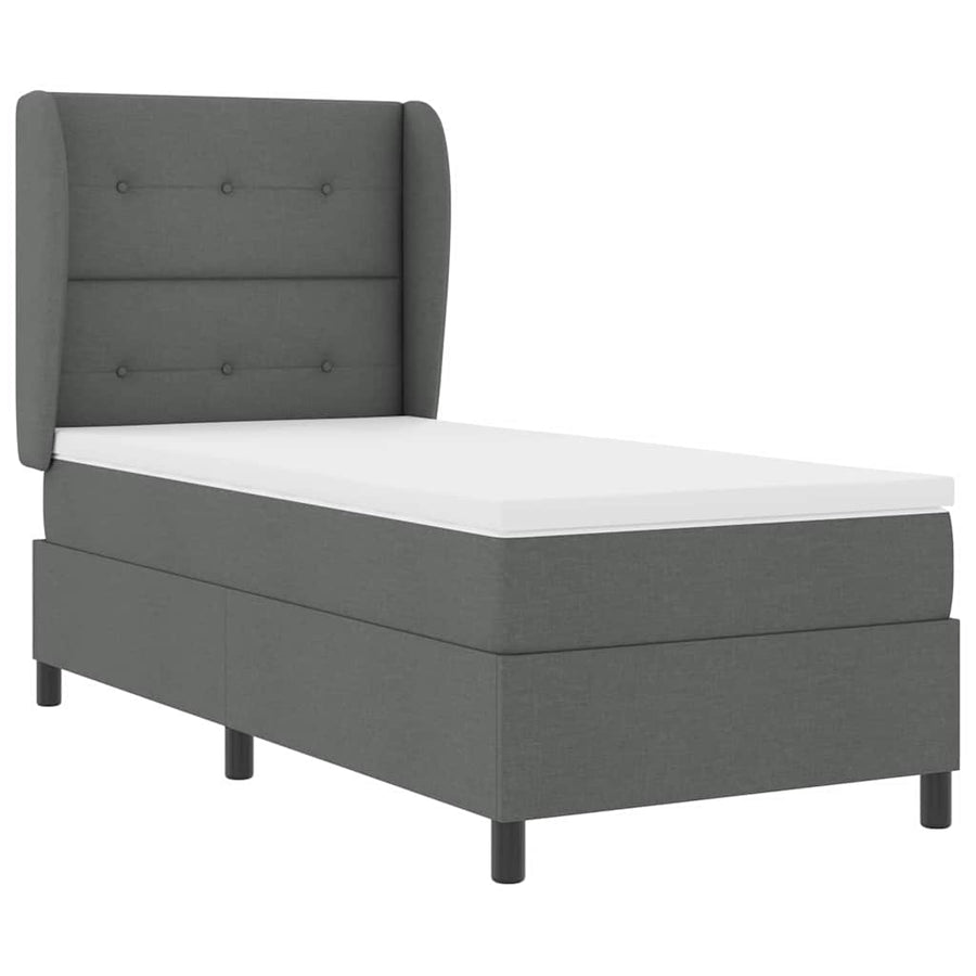 Boxspring bed met hoofdeinde Donkergrijs 100 x 200 cm Stof