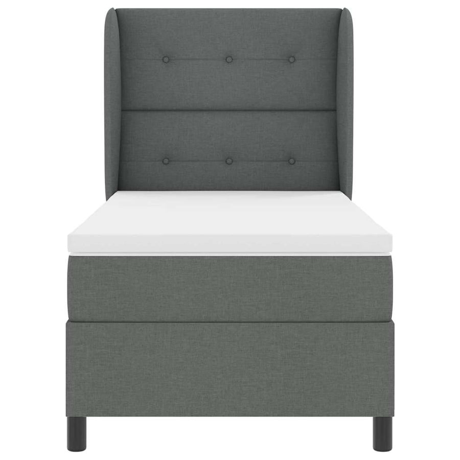Boxspring bed met hoofdeinde Donkergrijs 100 x 200 cm Stof