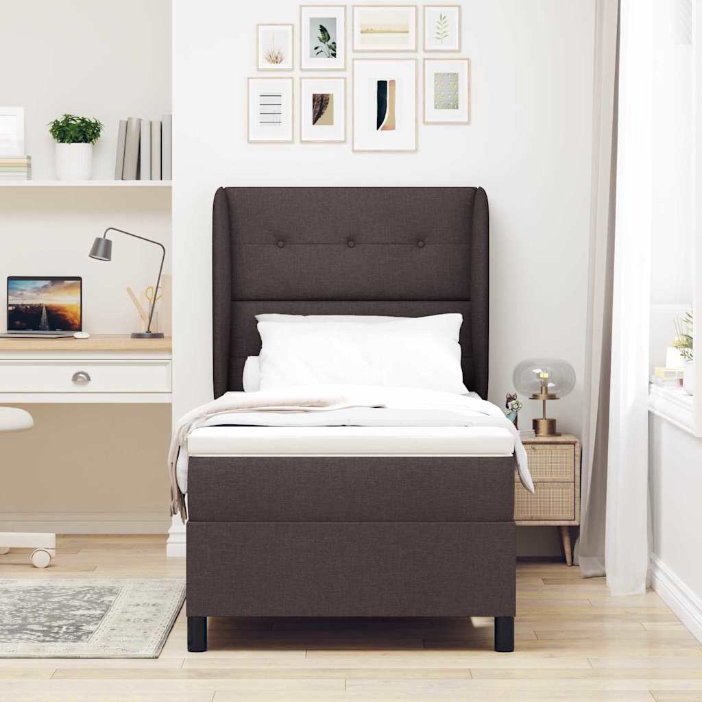 Boxspring bed met hoofdeinde Donkerbruin 100 x 200 cm Stof