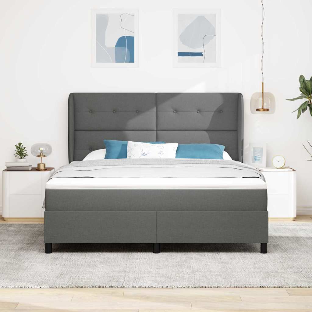 Boxspring bed met hoofdeinde Donkergrijs 180 x 200 cm Stof