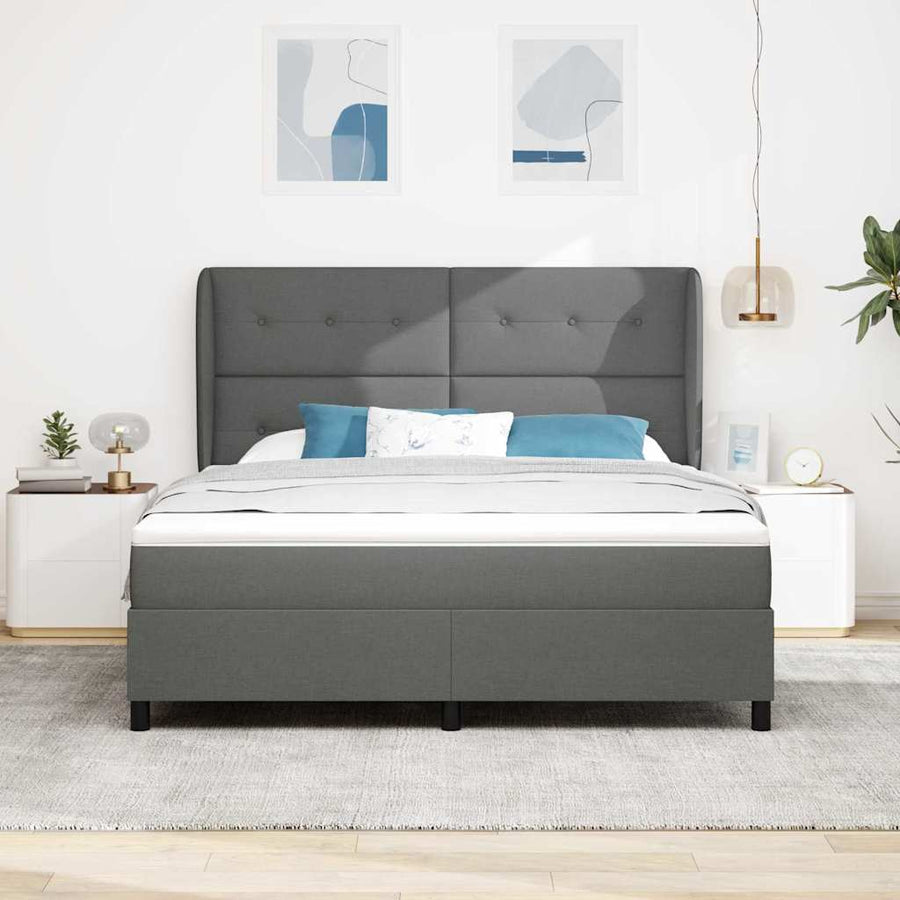 Boxspring bed met hoofdeinde Donkergrijs 180 x 200 cm Stof