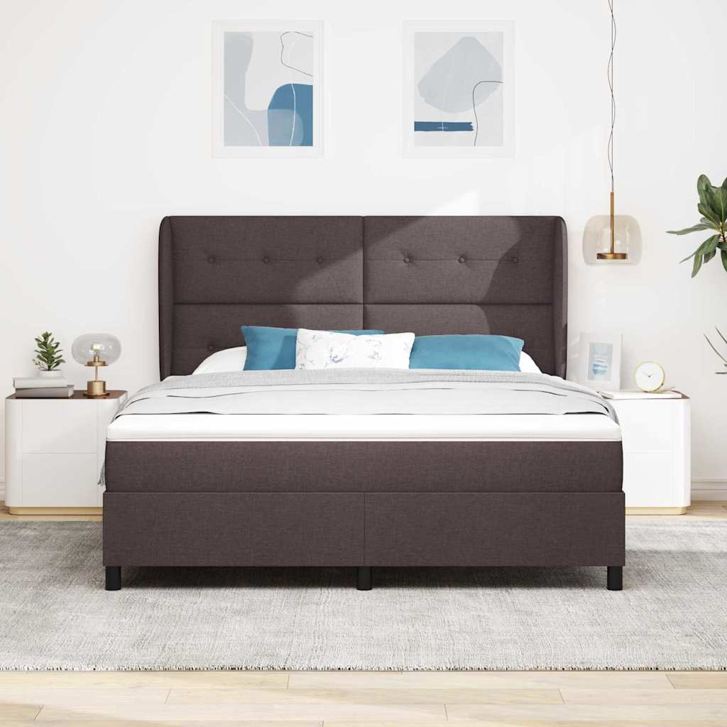 Boxspring bed met matras Donkerbruin 180 x 200 cm Stof
