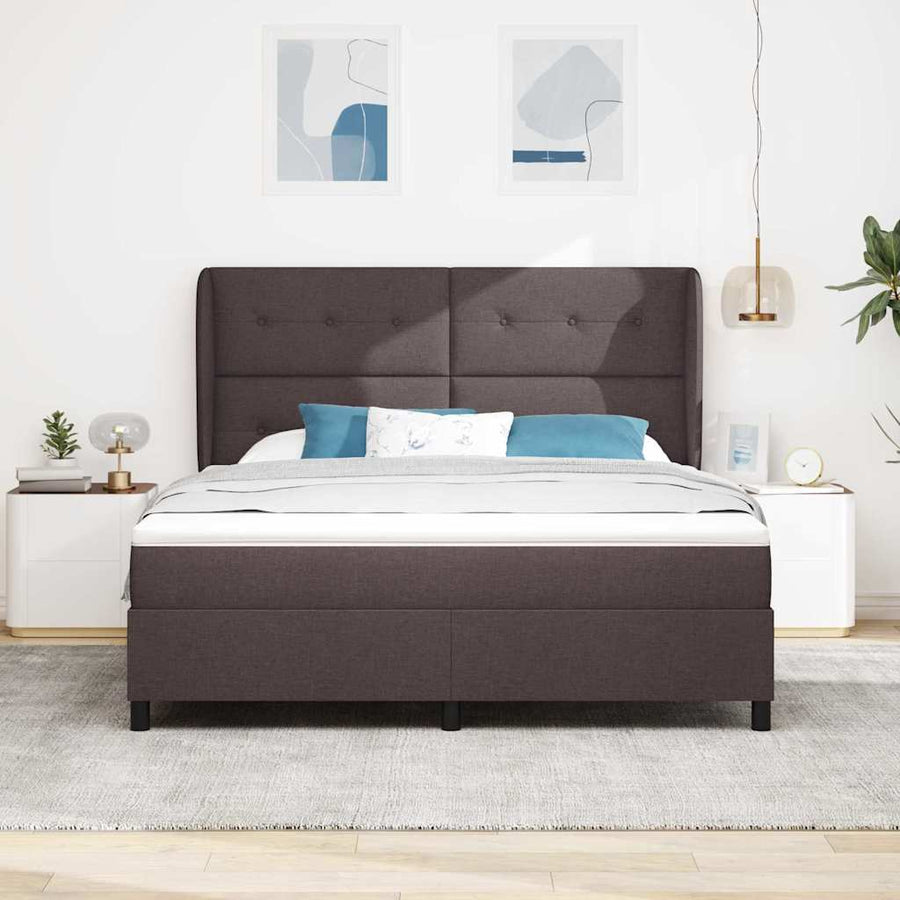 Boxspring bed met matras Donkerbruin 180 x 200 cm Stof