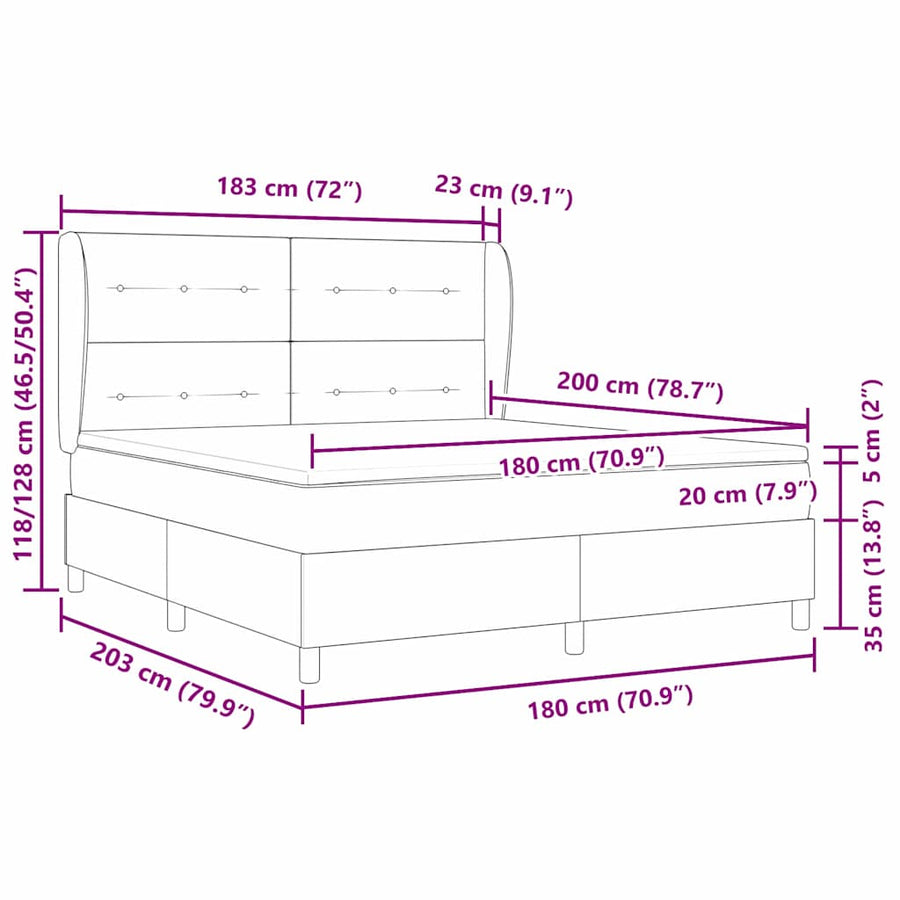 Boxspring bed met matras Donkerbruin 180 x 200 cm Stof