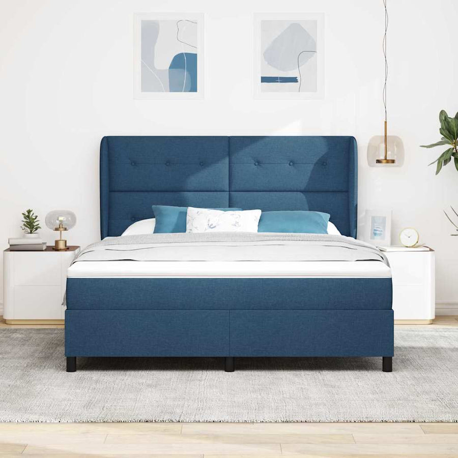 Boxspring bed met hoofdeinde Blauw 180 x 200 cm Stof